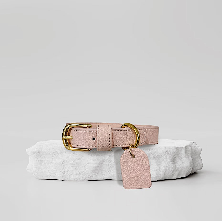 Pale pink 2025 leather dog collar