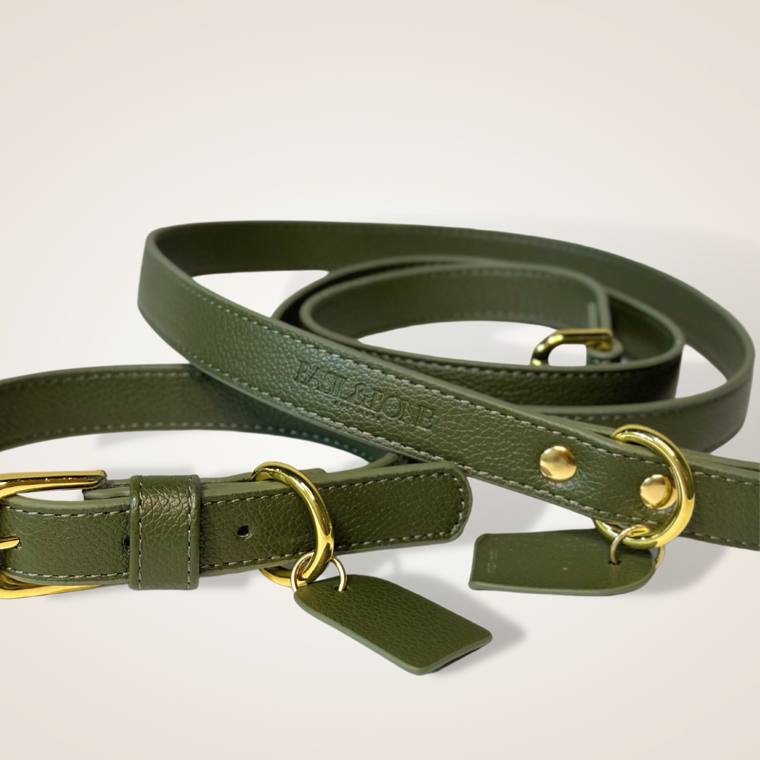 BASIL GREEN - LEATHER DOG COLLAR